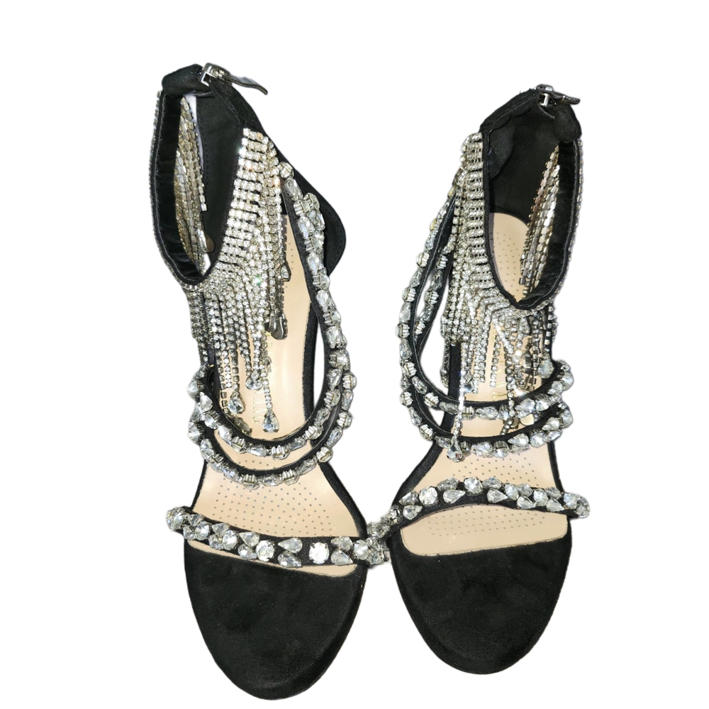 Glamorous Black and Silver Women's Heels